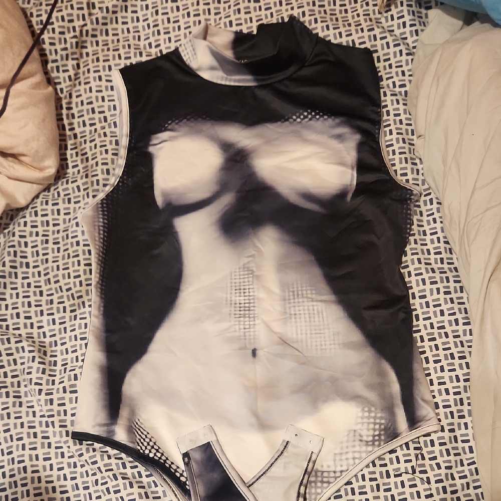 Fashion Nova Monochrome Illusion Bodysuit